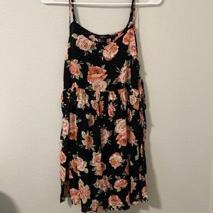Black with Pink Flower Dress by Forever 21